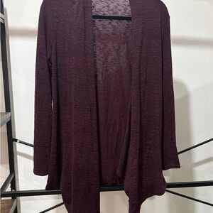 Women's Burgundy Open-Front Sweater